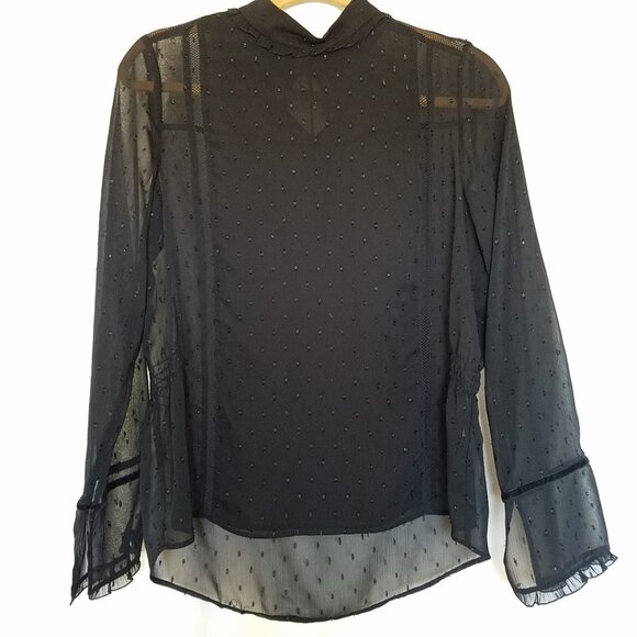 ZARA Victorian Semi Sheer Black Chiffon Blouse - Picture 5 of 8